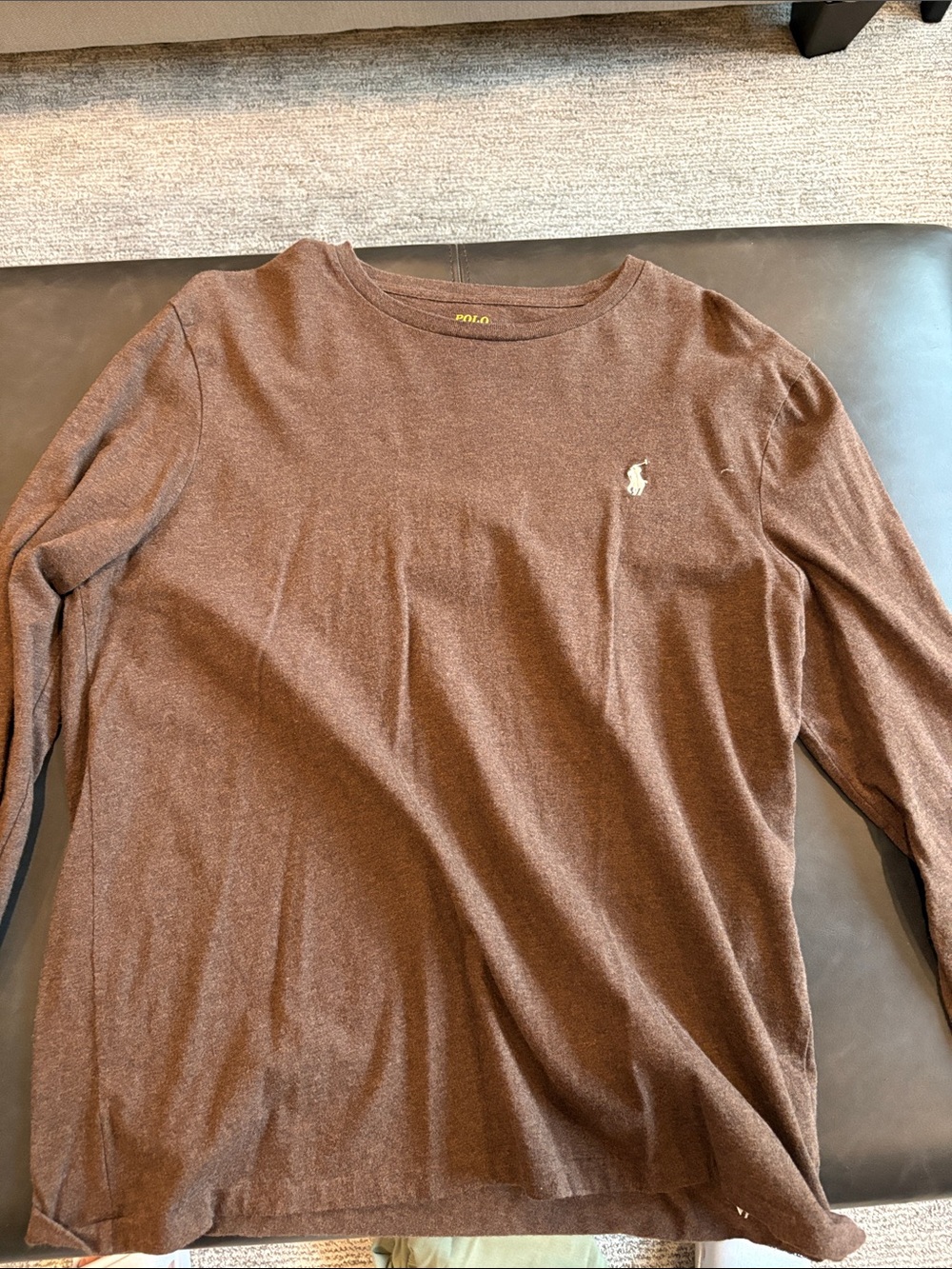 Polo by Ralph Lauren Brown Long Sleeve Crewneck Tee slim fit